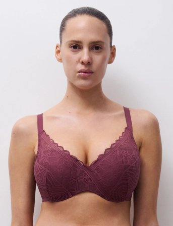 CHANTELLE Floral Touch T-Shirt Covering Memory Bra - Burgundy - D x 70