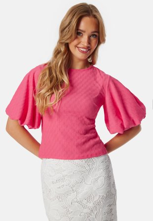 Bubbleroom - Volume Sleeve Blouse - Pink - Kläder