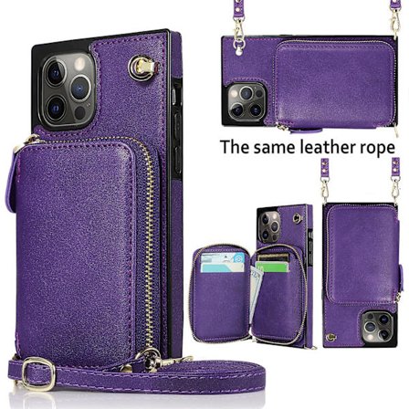 Crossbody Rfid Blocking Dragkedja Case Kompatibel Iphone 14 Pro Max/14 Pro/14 Plus med kortplats