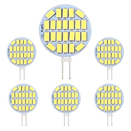 G4 LED-lamppu 12V 3W, ei himmennettävä, 24x5730 SMD 600LM viileä valkoinen 6000K, 30W halogeeniekvivalentti, 30mm pyöreä G4 LED-lamppu 