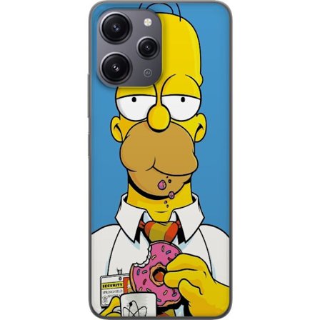 Kompatibelt Mobilskal till Xiaomi Xiaomi Redmi 12 Tecknad gul karaktär med munk och kaffekopp, humoristisk illustration med ikonisk stil och lekfull