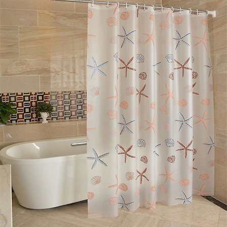 Duschdraperi i plast PEVA med metallknapphål Vattentät halvgenomskinlig med krokar (71”B x 71”H)