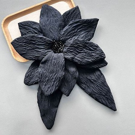 Käsintehty DIY Helmillä koristeltu kukka naisten vaatteiden asusteet MUSTA