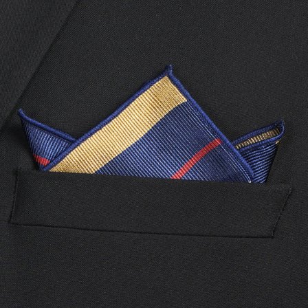 Fazzoletto da taschino in seta rosso e oro con fantasia a righe per uomini - Fazzoletti da taschino fantasia