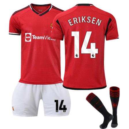 Manchester United Hjemmefotballdrakt Barn Voksen Jersey Nummer 14 Eriksen 23-24 Add sock #XS