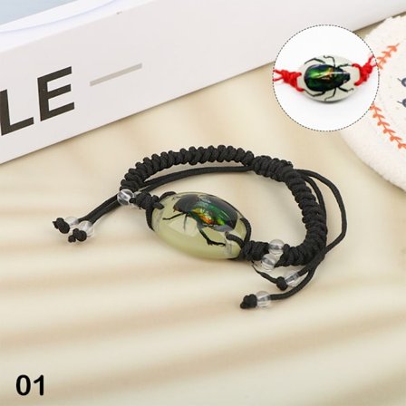 Naturlig Scorpion Beetle Armband Flätad Handgjord Armband Bang 01
