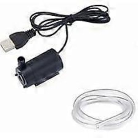 Mini USB-drevet stille undervannspumpe 2-3L/min, undervannspumpe for fontene, fiskedammer og akvarier (svart, 1 slange inkludert)
