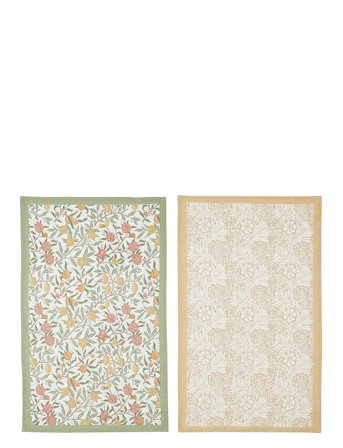 Morris & Co Morris & Co Tea Towels, Fruits & Marigold - Set Of 2 - Green - 45X74CM