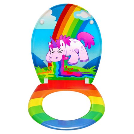 Rootz-wc-kansi - WC:n kansi - WC-peite - Kylpyhuoneen suljin - Lipastintiiviste - Unicorn Design - 20,0 x 16,1 x 2,8 tuumaa