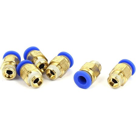 Rør Ytre Diameter 6mm x 1/8BSP Pneumatisk Rett Kobling Hurtigkobling 6stk