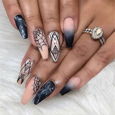 24 stk. Halloween Fake Negle (01#)