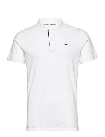 Tjm Solid Stretch Polo Polos Short-sleeved Vit Tommy Jeans