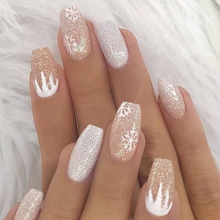 24 stk Kiste-Press-on-negler, korte, falske negler med lim, falske negler med lim, akrylnegler for kvinner og jenter (sett 5)