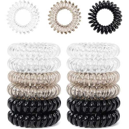 12 stk. Spiral Hårelastikker, Flerfarvede Hårelastikker, Ingen Mærker Telefonledning Hår Elastikker, Plastik Hårspiraler