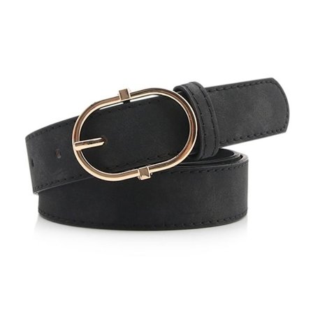 Matt läderbälte Guldspänne Midjeband SVART