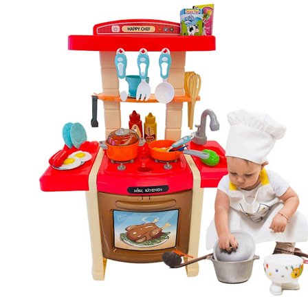 Leksakskök med vatten och ånga - set med 33 delar -