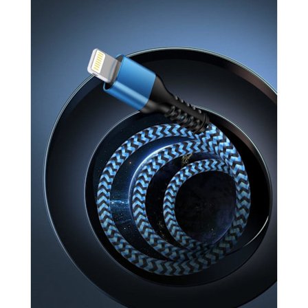 Kort iPhone-opladerkabel, USB A til Lightning-kabel 1FT/2 stk. Flettet hurtigopladningsledning Datakabel