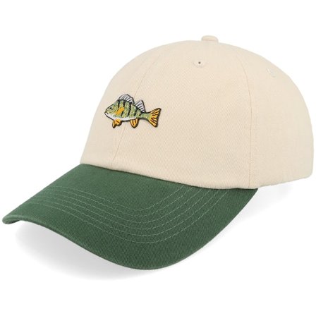 Skillfish - Beige unconstructed Kasket - Tiny Perch Stone Washed Stone/Dark Green Dad Cap @ Hatstore