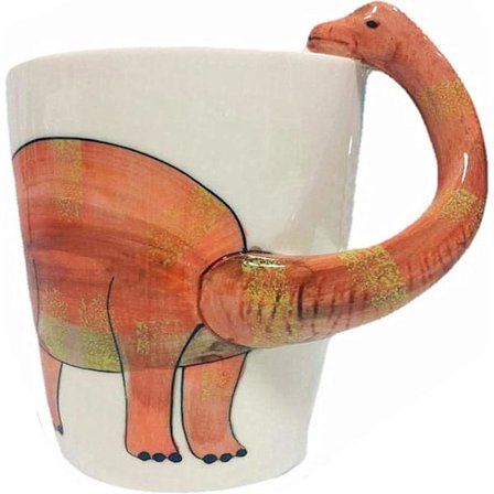 3D Dinosaur Nyhedskrus, Søde Tegneserie Keramiske Kaffekrus & Tekop med Lang Hals Håndtag, 14oz