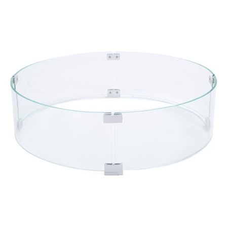 Rundt vindskjerm for bålpanne, herdet glass, klar flammeskjerm, 650 mm diameter, 6 mm tykkelse