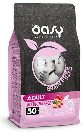 Oasy Grain Free Formula Cibo Secco Maiale Per Cani Adulti Taglia