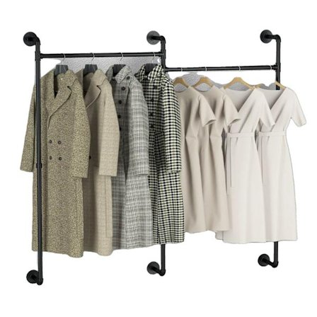 Teollinen putki vaaterekki, seinälle kiinnitettävä, musta rauta