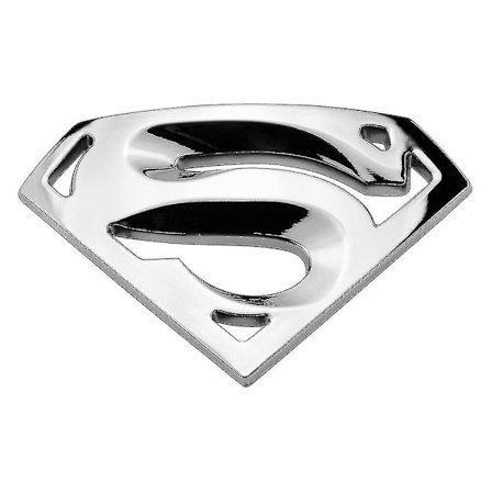 Rustfritt stål metall 3d krom Superman bil logo emblem metall bil klistremerke bil styling tilbehør (2 pakke) sølv