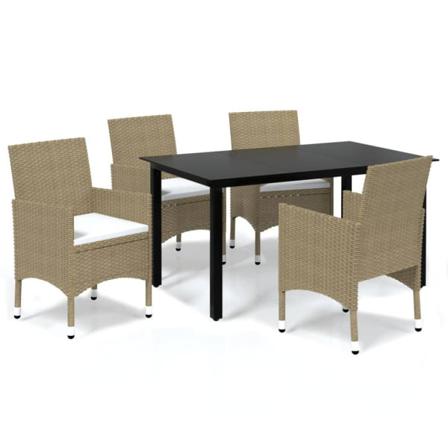 Vidaxl Matgrupp För Trädgården Med Dynor 5 Delar Konstrotting Be Beige
