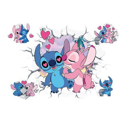 Stitch 3D veggdekor klistremerker barnerom graffiti selvklebende glassdør klistremerker tegneserie plakat animasjon klistremerker