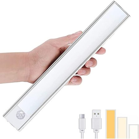Skab Lys, LED Lys med Bevægelsessensor, USB Genopladelig, LED Kabinet Lys med Magnetiske Strimler (40cm)