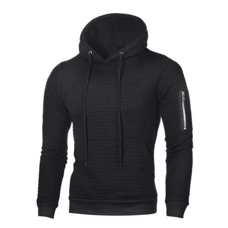 Herr Gym Långärmad Dragsko Huva Pläd Jacquard Pullover Huvtröjor Tröja Huvtröja Varm Huva a s