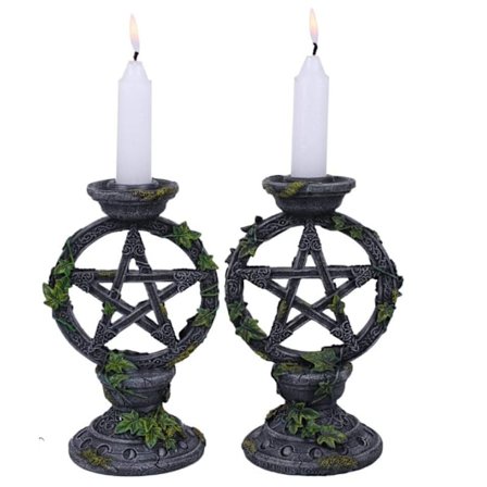 Pentagram - Sæt med to hekselysholdere 15 cm