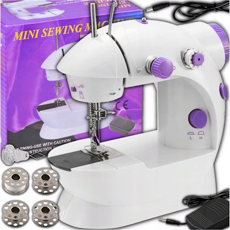 Mini Symaskine Led Baggrundslys Bærbar 2 Tilstande + Tilbehør