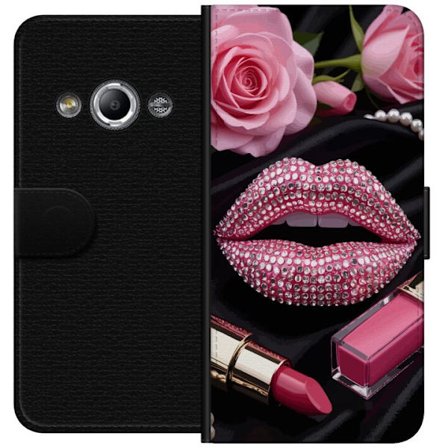 Kompatibel Tegnebogsetui til Samsung Galaxy Xcover 3 Roze lippen diamanten make-up glitters