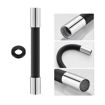 Svart 30 cm 360 graders kranförlängningsslang Silikonförlängningsslang med läckagesäker packning Bubblare Flexibel kranförlängare Vattenslang