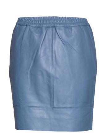Leather Skirt W. Elastic In Waist Kort Nederdel Blå Coster Copenhagen