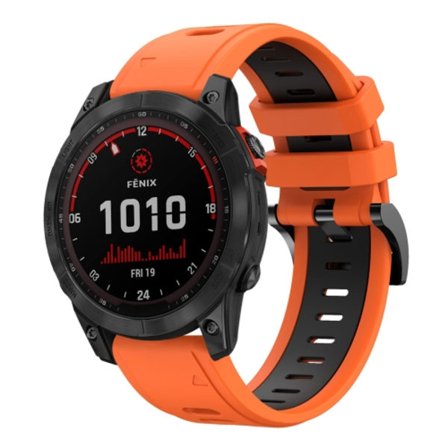 För Garmin Fenix ​​7 Solar 22mm Tvåfärgad Sports Silikon Watch Band