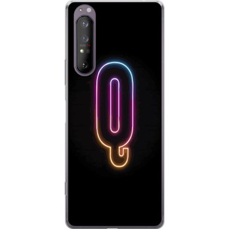 Yhteensopiva Puhelinkuori Sony Sony Xperia 1 II Minimalistinen neonkirjain Q kirkkaissa väreissä tummaa taustaa vasten