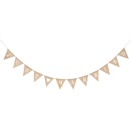 Jutefane "Just Married" Valentinsdag Bryllup Fest Hængende Banner DIY Foto Props