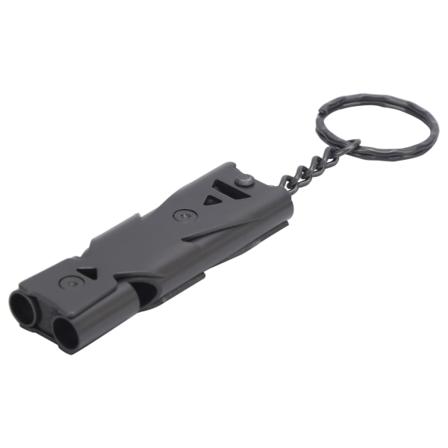 Outdoor Survival Whistle med nyckelring Rostfritt stål dubbla rör Safety WhistleBlack