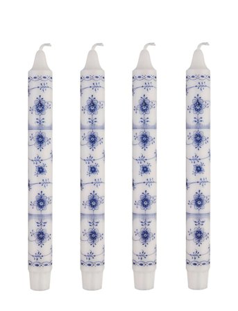 Kunstindustrien | Musselmalet Taper Candles, 4 Pack | ONE SIZE