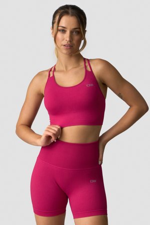 ICANIWILL - Ribbed Define Seamless Sports Bra Dark Pink - Dames - sportkleding van ICIW