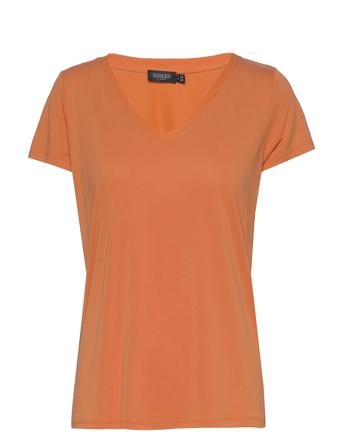 Slcolumbine V-Neck Ss T-shirt Top Orange Soaked In Luxury