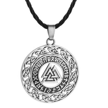 Valknut-anheng med snor, 2 fargevalg, viking-smykker for kvinner og menn