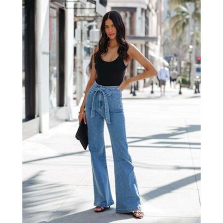 Elastiske Slim Fit spidser med brede ben Micro Ragged jeans