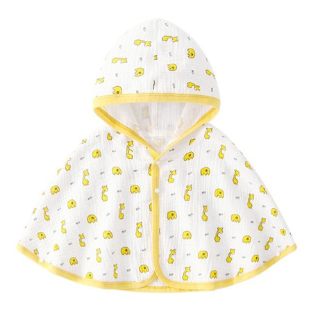 Baby Cape Cloak Sommar Andningsbar Huva Blister Crepe Solskydd Baby Cape för Småbarn L Längd 15in