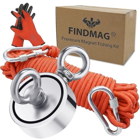 Aespa Magnetic Fishing Kit, 300KG Strong Pull Force Fishing Magnet, Neodymium Round Magnet Fishing with Double Sided Rings, for Retrieving in R[GPA]