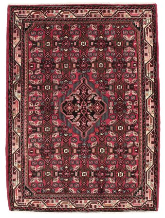 Orientalisk Hosseinabad Matta 110X150 Svart/Mörkröd Ull, Persien