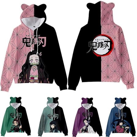 Demon Slayer Kamado Nezuko Cosplay Hoodie 3d Print Hættetrøje Øretrøje Sweatshirt Streetwear Jakke Frakke H y