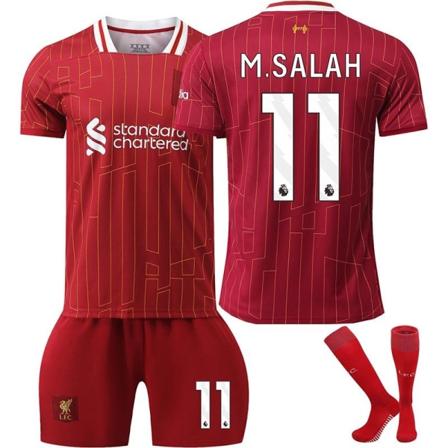 24-25 Liverpool Salah 11 hjemmefotballdrakter Ny sesongs siste fotballdrakter for voksne for barn Fotball Kids 28(150-155cm)
